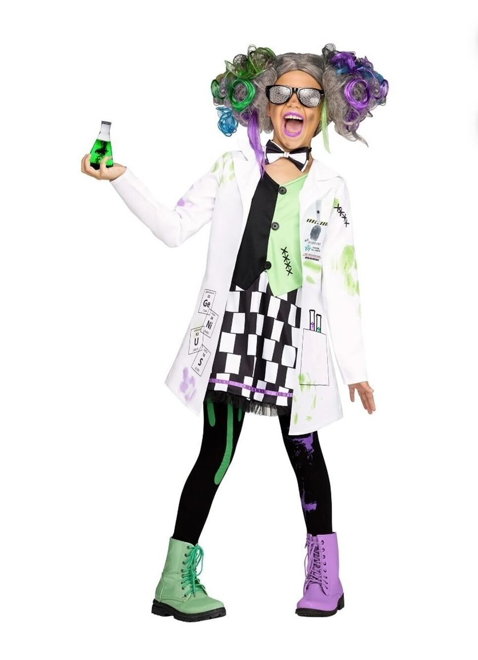 Fun World Mad Scientist Girl's Halloween Costume Fancy-Dress Child Size M 8-10